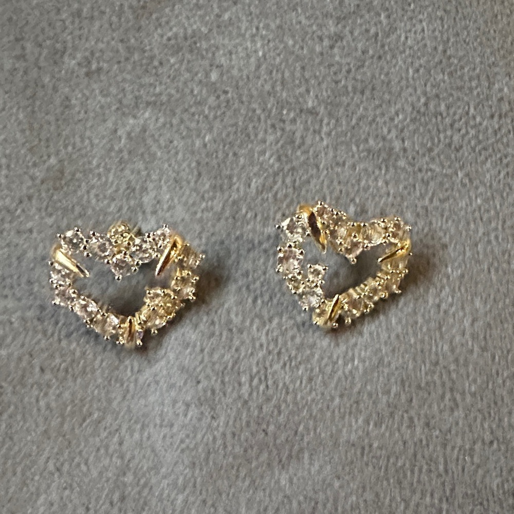 Elegant Plated Gold and Silver Heart Earrings - Picture 4 of 5